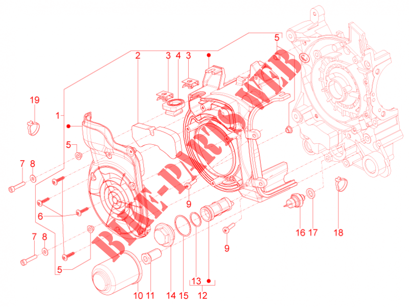 Schwungraddeckel   Ölfilter für Aprilia SR Motard 4T E3 2013