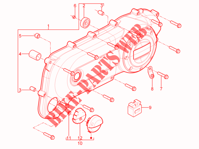 Kurbelwelledeckel   Kühlung kurbelgehäuse für Aprilia SR Motard 2T E3 2013